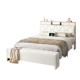 Eluknt Bed Frame Platform with Storage Drawers & Upholstered Charging Headboard and Ottoman